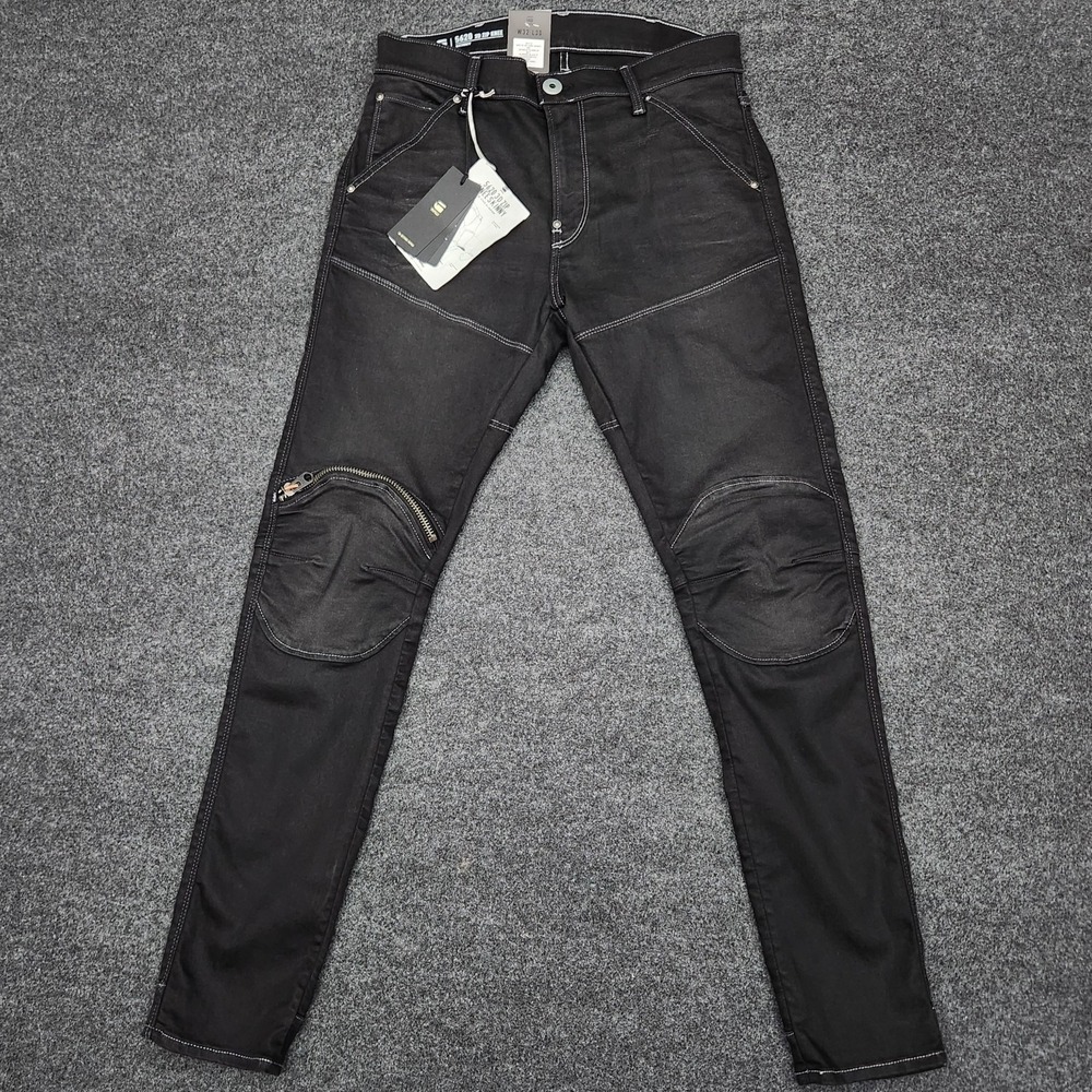 G-Star Raw Mens 32x30 Black 5620 3D Zip Knee Skinny Jeans Alternative Cyberpunk‎